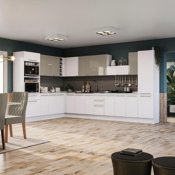 Cozinha Completa Suprema Branco/vidro Bronze 19 Peças