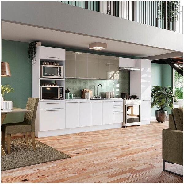 Cozinha Completa Suprema Branco/vidro Bronze 8 Peças