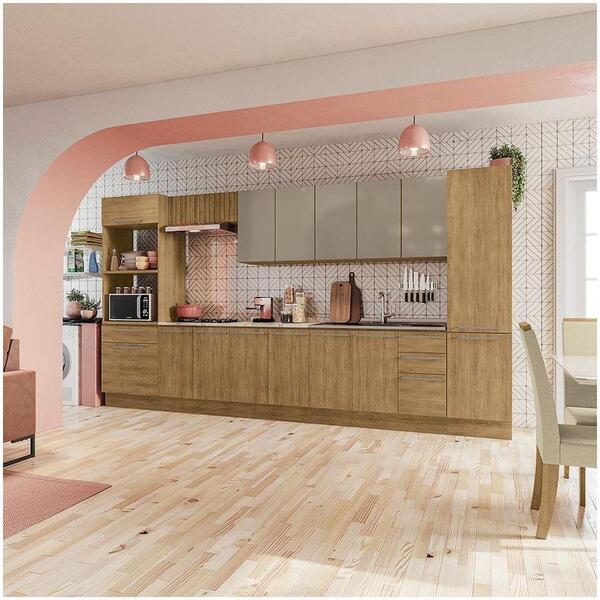 Cozinha Completa Suprema Freijó/vidro Bronze 10 Peças