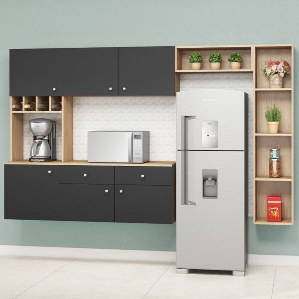 Cozinha Completa Suspensa 5 Peças 6 Portas 2 Gavetas 5 Nichos