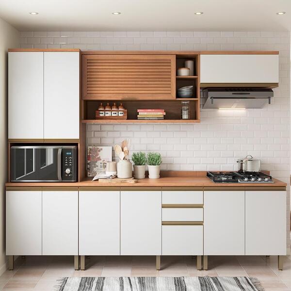 Cozinha Completa Thela Bárbara Armário E Balcão Freijó/branco