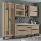 Cozinha Completa Thela Canela 8 Portas 5 Gavetas Com Vidro Sa