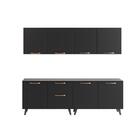 Cozinha Completa Thela Emília 4 Pçs C/ Armário E Balcão Preto