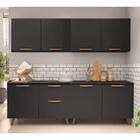 Cozinha Completa Thela Emília 4 Pçs C/ Armário E Balcão Preto