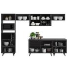 Cozinha Completa Thela Emília 6 Pçs C/armário E Balcão Preto