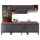 Cozinha Completa Thela Márcia 4 Pçs C/ Balcão Freijó/Grafite