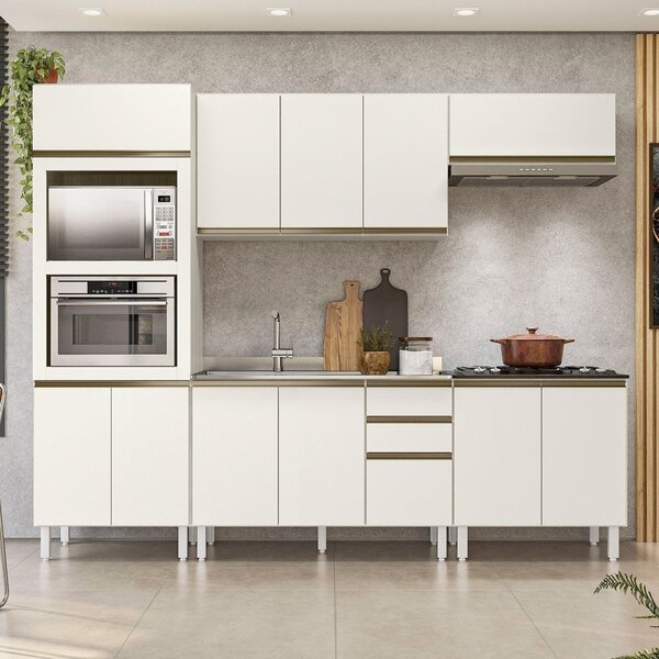 Cozinha Completa Torre Quente 5 Peças 100% Mdf Angela Bianco