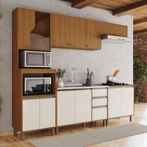 Reflecta Cozinha Completa Venaly 13 Portas 2 Gavetas Vidro Reflecta Cinamomo/off ...