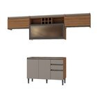 Cozinha Completa Vercelli 4 Peças 5 Portas 3 Gavetas Nogal/ci