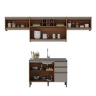 Cozinha Completa Vercelli 4 Peças 5 Portas 3 Gavetas Nogal/ci