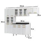 Cozinha De Aço 4 Peças 5 Vidros 14 Portas 3 Gavetas Diamante