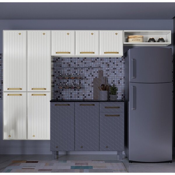 Cozinha De Aço Compacta 3 Peças 7 Portas 1 Nicho Smart  Branco