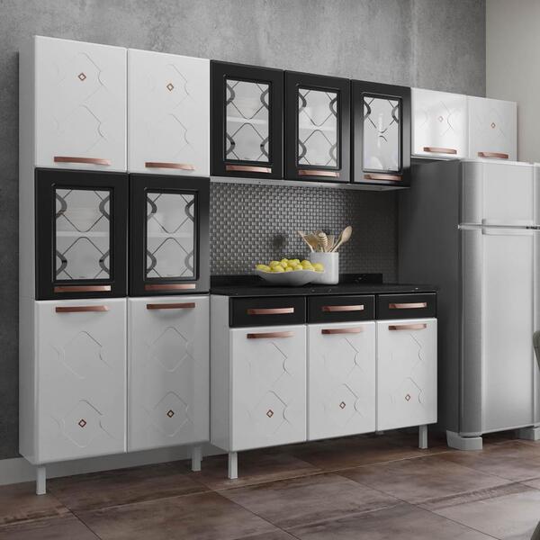 Cozinha De Aço Compacta 3 Peças Regina Multimóveis Glass Cr61