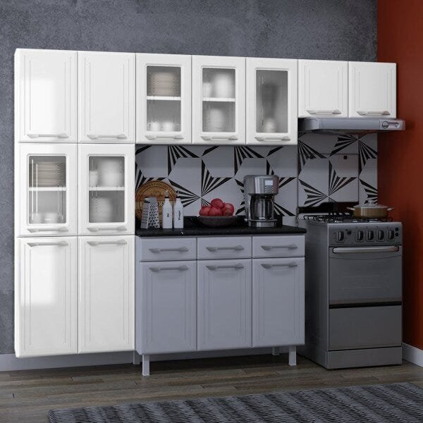 Cozinha De Aço Compacta 3 Peças Topázio  Branco