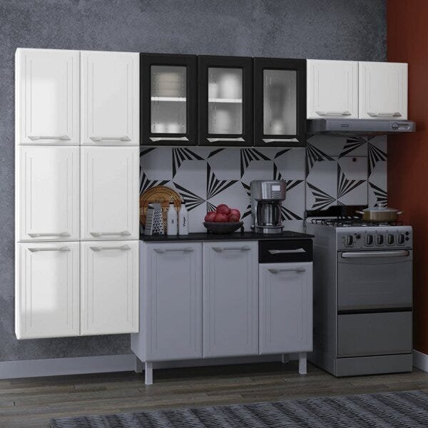 Cozinha De Aço Compacta 3 Peças Topázio Telasul Branco Com Pr