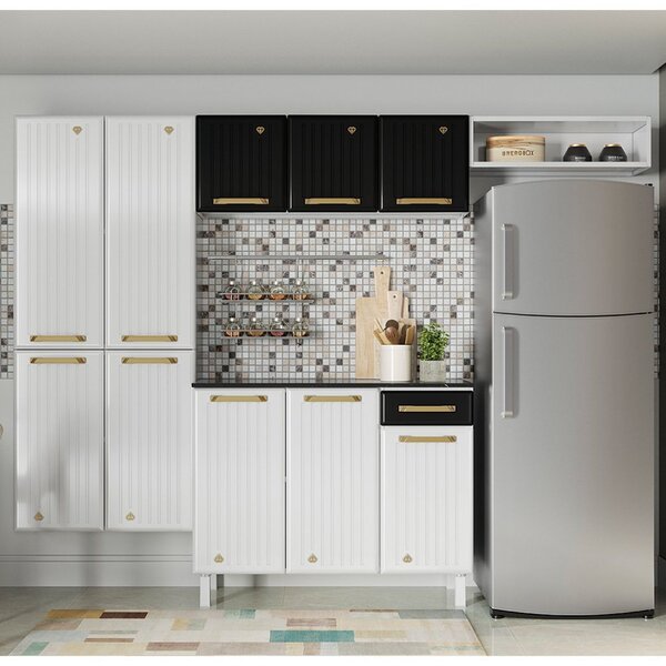 Cozinha De Aço Compacta 4 Peças 10 Portas 1 Gaveta Diamante S