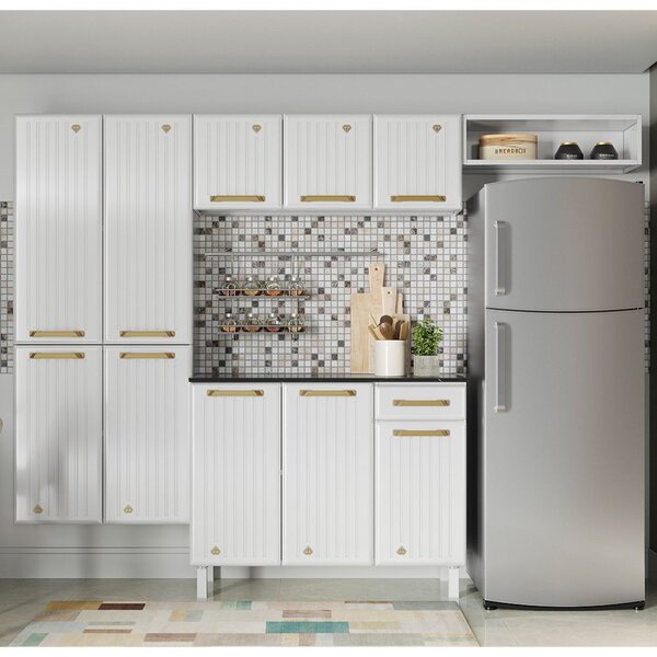 Cozinha De Aço Compacta 4 Peças 10 Portas 1 Gaveta Diamante S