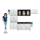 Cozinha De Aço Completa 3 Vidros Com Balcão De Pia 14 Portas