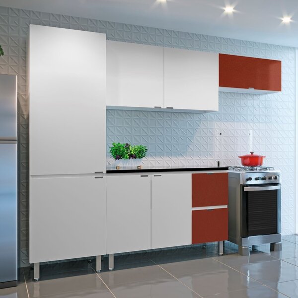 Cozinha De Aço Completa 4 Peças 8 Portas 2 Gavetas Com Tampo