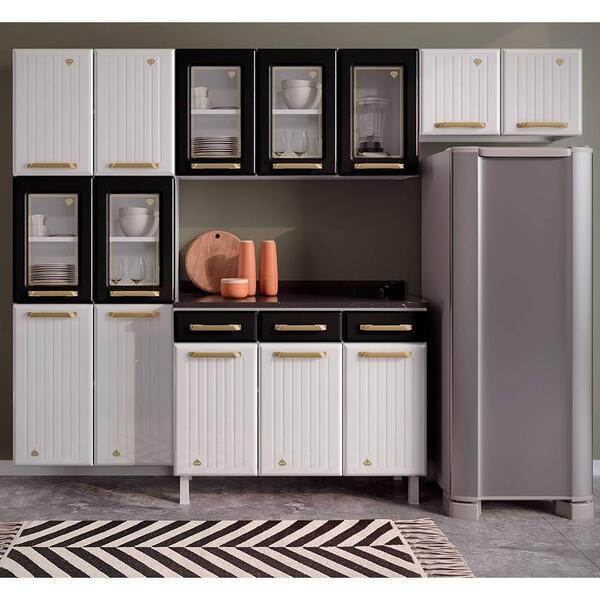 Cozinha De Aço Completa Telasul Diamante 4pçs 5vd Branco/preto