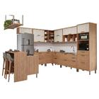 Cozinha De Canto Modulada Estela 13 Peças Com Ilha Gourmet E