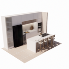 Cozinha Design Ambiente Completo com Revestimento Porcelanato Eletrodomésticos Acessórios e Itens de Organização