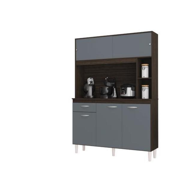 Cozinha Duda 120 Cm 5 Pts 1 Gav. Chocolate/ Cinza Platinum