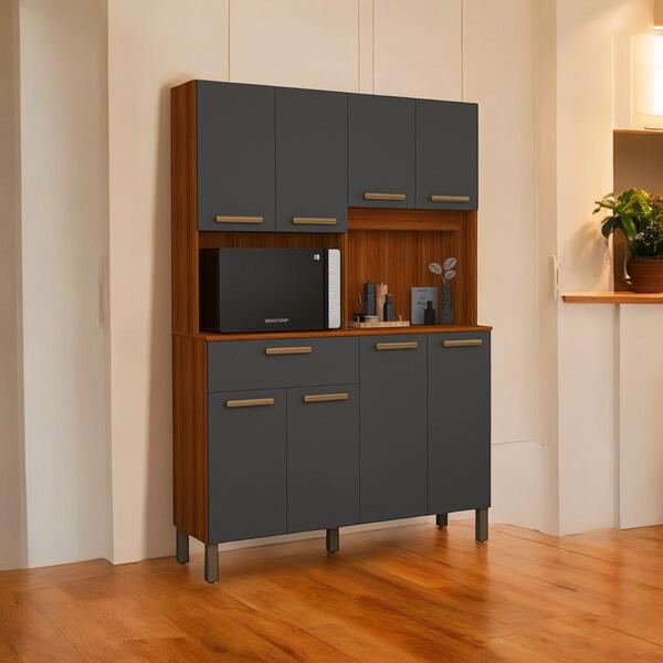 Cozinha Elegante 08 Portas Oslo Cinamomo E Grafite