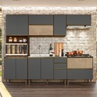 Cozinha Elvis Com Tampo Cooktop 11 Portas Amêndoa Chumbo Tana