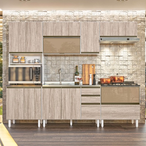 Cozinha Elvis Com Tampo Cooktop 11 Portas Branco Arezzo Tana