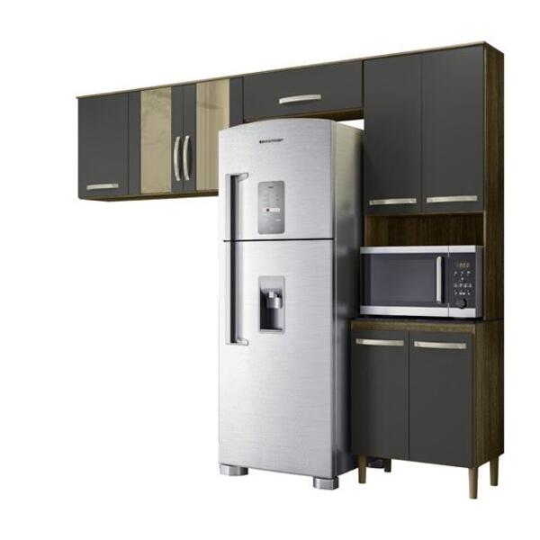 Cozinha Fit 8 Portas Carvalho Rústico/chumbo - Nicioli