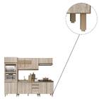 Cozinha Frank Com Tampo Cooktop 11 Portas Carvalho Arezzo Tan