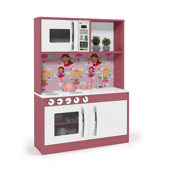 Cozinha Infantil Diana Em Mdf Branco Rosa