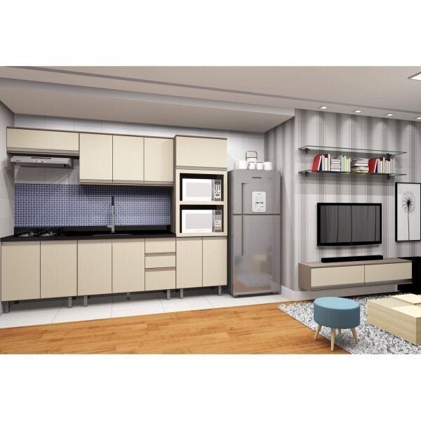 Cozinha Integrada Com Sala De Estar Aurora Espresso Móveis