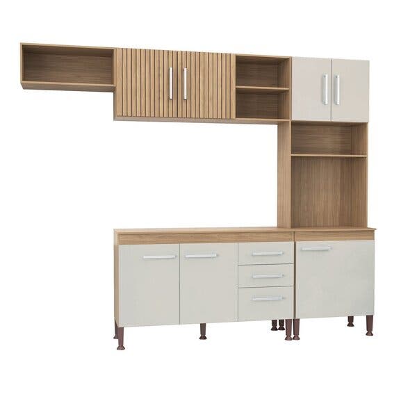 Cozinha Isabelle 8 Portas 2 Gavetas 2400 X 1990 X 390 Mel / Off