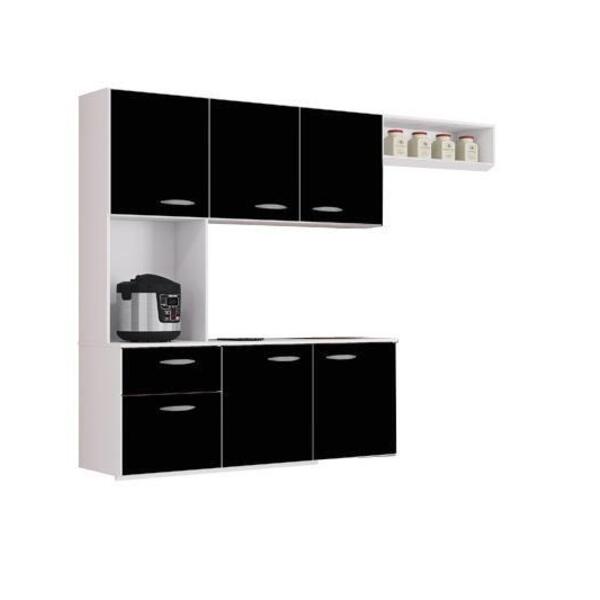 Cozinha Isis 180 Com Balcão 6 Portas 1 Gaveta Preto - Poquema