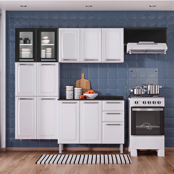 Cozinha Itatiaia Luce Compacta 4 Pecas 2 Vidros Nicho Preto