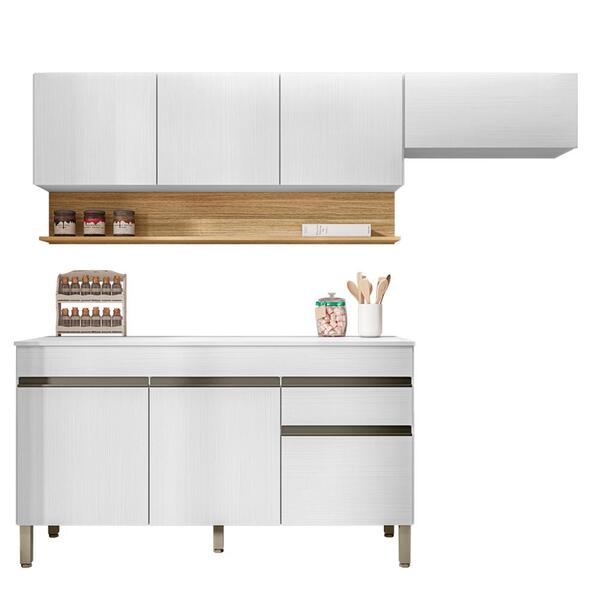 Cozinha Linne 03 Peças Balcao Com Tampo 150cm Ktp