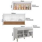 Cozinha Linne 03 Peças Balcao Com Tampo 150cm Ktp