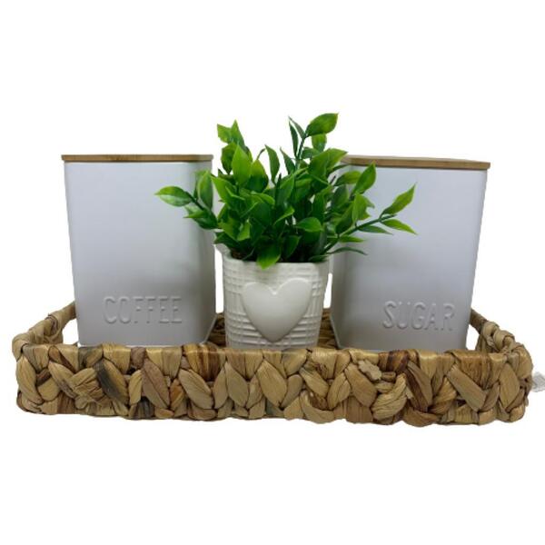 Cozinha Luxo Com Bandeja De Palha, Porta Mantimentos E Vaso