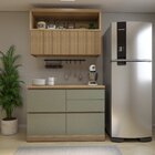 Cozinha Millena 2 Peças 120cm 100% Mdf Yescasa Nature/verde