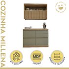 Cozinha Millena 2 Peças 120cm 100% Mdf Yescasa Nature/verde