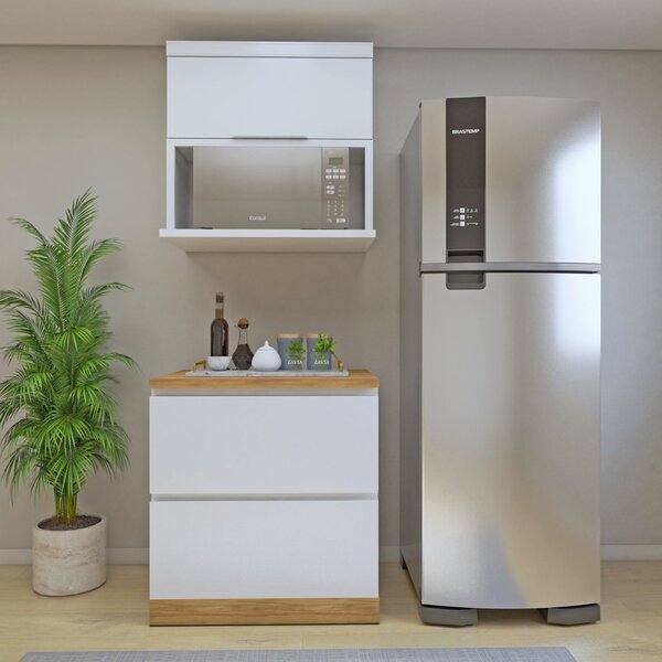 Cozinha Millena 2 Peças 80cm Aéreo Micro-ondas 100% Mdf Yesca