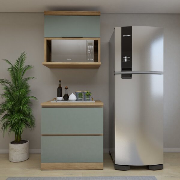 Cozinha Millena 2 Peças 80cm Aéreo Micro-ondas Mdf Yescasa Na