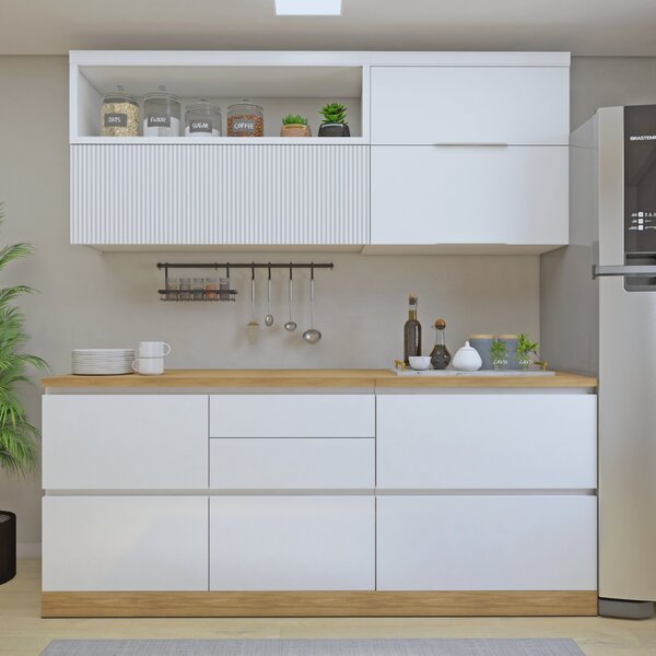 Cozinha Millena 4 Peças 100% Mdf Yescasa Branco/nature