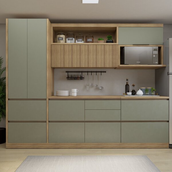 Cozinha Millena 5 Peças Aereo Micro-ondas 100% Mdf Yescasa Na