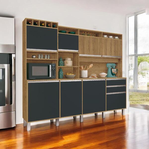 Cozinha Moderna 08 Portas Milano Freijó E Grafite