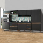 Cozinha Moderna 6 Peças 12 Portas 360 Cm Sabrina Mdp Preto Te