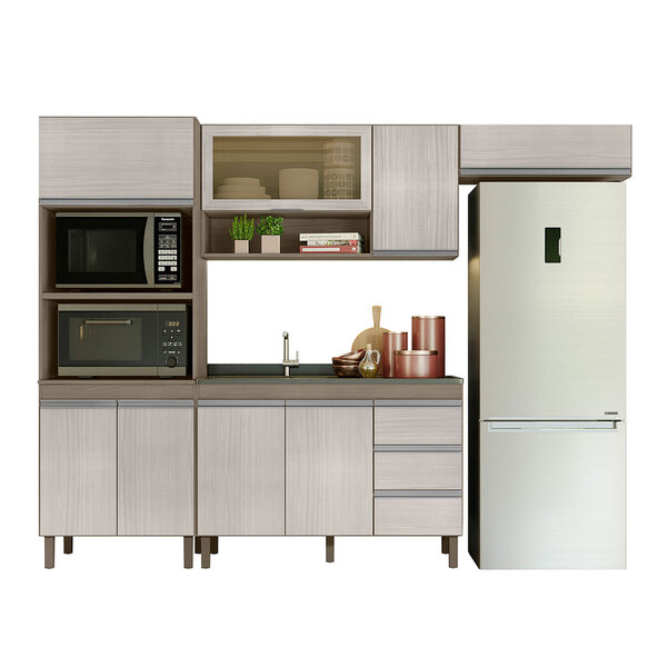 Cozinha Modulada 04 Peças Com 8 Portas E 3 Gavetas Karen Cor