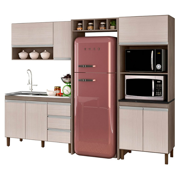 Cozinha Modulada 05 Peças Karen 7450 Malbec Avelã Peternella